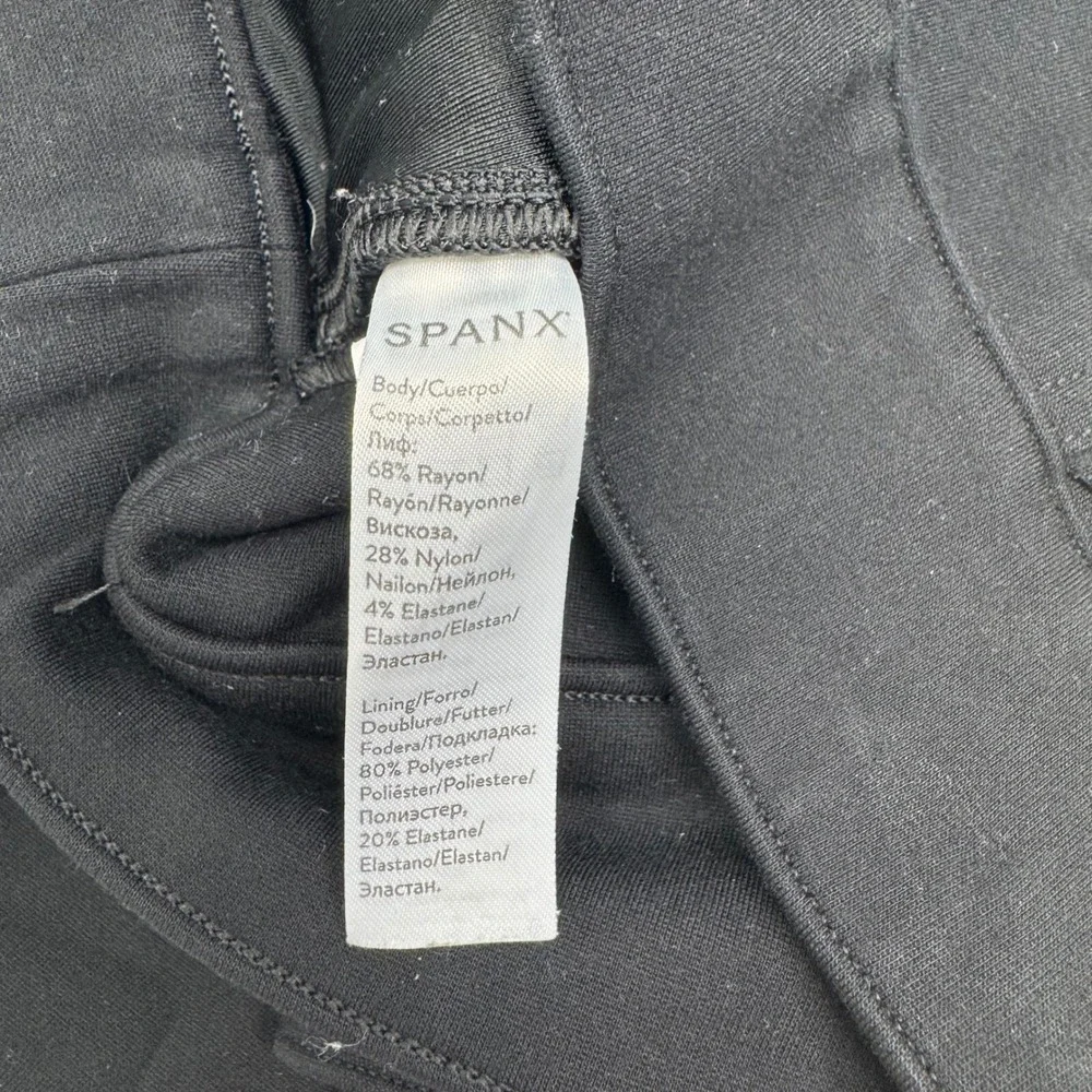 Spanx The Perfect Pant Women Small Black Cropped Skinny High Rise Ponte Slit Hem